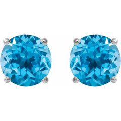 Sterling Silver 7 mm Natural Swiss Blue Topaz Earrings