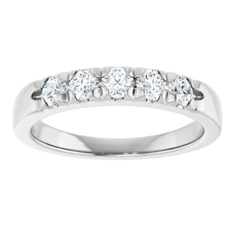 Platinum 1/2 CTW Lab-Grown Diamond French-Set Anniversary Band