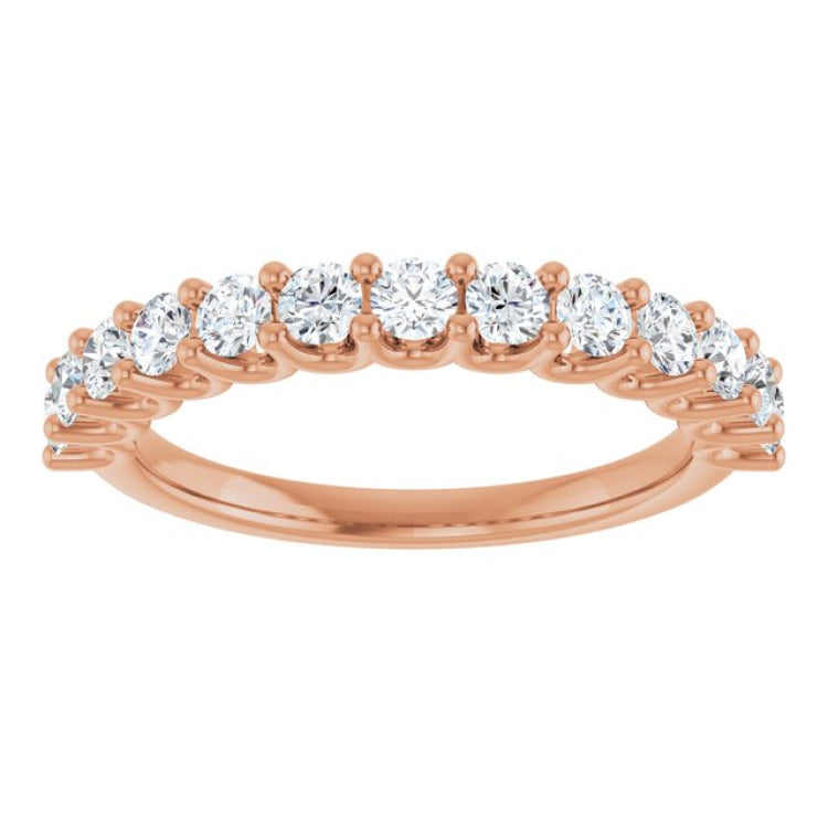 14K Rose 3/4 CTW Natural Diamond Anniversary Band