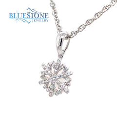 14kt White Gold Diamond Snowflake Pendant- Petite