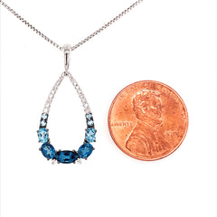 14kt White Gold Topaz and Diamond Pendant