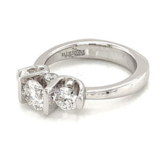 18K White Gold 3 Stone Engagement Ring