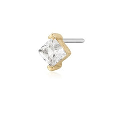 14K Yellow Gold Flat Back Earring with White Sapphire
