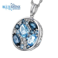 14kt White Gold Pendant with Topaz and Diamonds