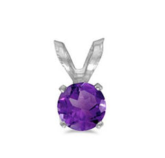 14 Karat White Gold Pendant with One 5mm Round Amethyst.
Chain is Sol