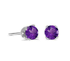 14 Karat White Gold 4mm Amethyst Stud Earrings