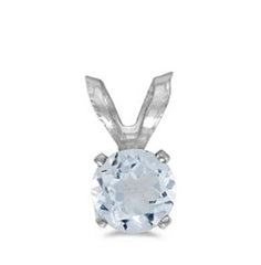 14 Karat White Gold Pendant with One 5mm Round Aquamarine.
Chain is S