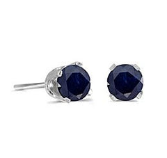 14 Karat White Gold 4mm Blue Sapphires Stud Earrings