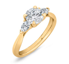 14K Yellow Gold Diamond 3 Stone Engagement Ring- Special Order Only