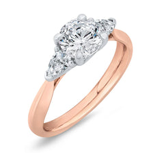 14K White & Rose Gold Diamond 3 Stone Engagement Ring- Special Order Only