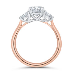 14K White & Rose Gold Diamond 3 Stone Engagement Ring- Special Order Only