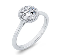14K White Gold Diamond Halo Engagement Ring- Special Order Only