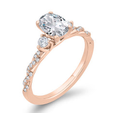 14 Karat Rose Gold Diamond 3 Stone Engagement Ring- Special Order Only