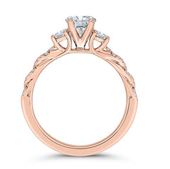 14 Karat Rose Gold Diamond 3 Stone Engagement Ring- Special Order Only