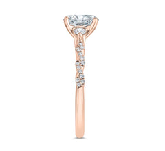 14 Karat Rose Gold Diamond 3 Stone Engagement Ring- Special Order Only