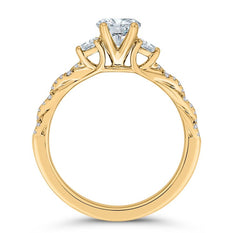 14 Karat Yellow Gold Diamond 3 Stone Engagement Ring- Special Order Only