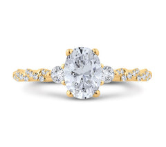 14 Karat Yellow Gold Diamond 3 Stone Engagement Ring- Special Order Only