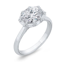 14 Karat White Gold Oval Diamond Engagement Ring- Special Order Only