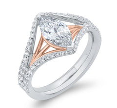 14 Karat White & Rose Gold Diamond Engagement Ring- Special Order Only