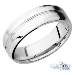 7mm Cobalt Band w/ Center Accent Groove, Satin Middle & Polished Edges