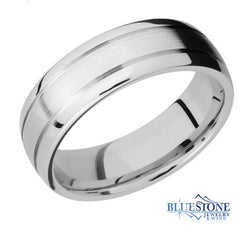 7mm Cobalt Domed Band w/ 2 Polished Accent Grooves & Satin