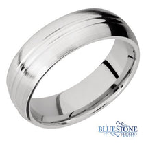 7mm Cobalt Domed Band w/ Polished Groove Middle Section & Satin