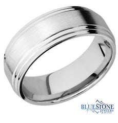 8mm Cobalt Band with Flat Grooved Edges(Satin middle/Polished Edges)