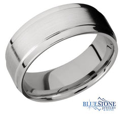 8mm Cobalt Band with Flat Grooved Edges(Satin Middle/Polish Edges)