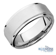 8mm Cobalt Band with Flat Grooved Edges (Angle Satin Middle/Polished Edges)