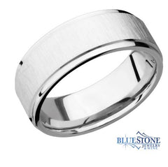 8mm Cobalt Band with Flat Grooved Edges (Cross Satin Middle/Polished Edges)