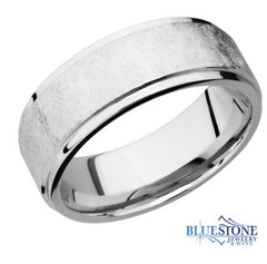 8mm Cobalt Band with Flat Grooved Edges (Distressed Middle/Polished Edges)