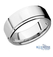 8mm Cobalt Band w/ a Machine Finished Middle & Flat Grooved Polished Edges