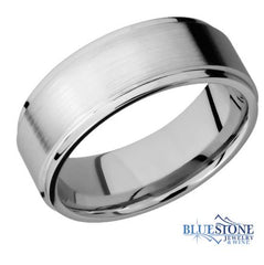 8mm Cobalt Band with Flat Grooved Edges (Satin Middle/Polished Edges)