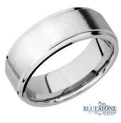 8mm Cobalt Band with Flat Grooved Edges (Stone Middle/Polished Edges)