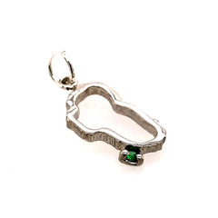 Medium Sterling Silver Lake Tahoe Outline Charm with One Round Chatham