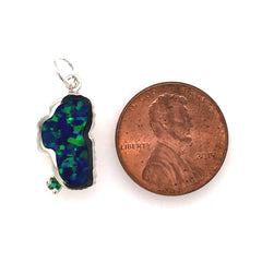 Medium Silver Opal Lake Tahoe Charm with Emerald on Jump Ring