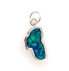 Medium Sterling Silver Lake Tahoe Charm with Lab Grown Opal Inlay on a
