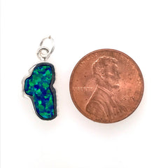 Medium Sterling Silver Lake Tahoe Charm with Lab Grown Opal Inlay on a