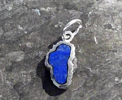 Small Silver Lapis Lake Tahoe Charm on Jump Ring