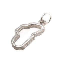 Medium 14 Karat White Gold Outline of Lake Tahoe Charm on Jump Ring.