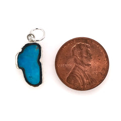 Medium Sterling Silver Lake Tahoe Charm on a Jump Ring with Inlaid Tur