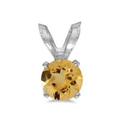 14 Karat White Gold Pendant with One 5mm Round Citrine.
Chain is Sold