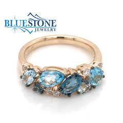 14kt Yellow Gold Topaz & Diamond Ring- Size 7