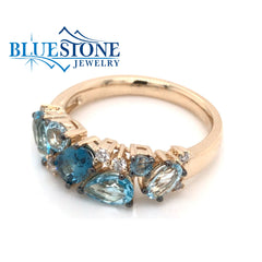 14kt Yellow Gold Topaz & Diamond Ring- Size 7