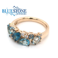 14kt Yellow Gold Topaz & Diamond Ring- Size 7