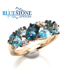 14kt Yellow Gold Topaz & Diamond Ring- Size 7
