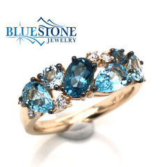 14kt Yellow Gold Topaz & Diamond Ring- Size 7
