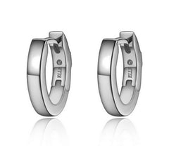 Sterling Silver Oval Huggie Hoop Earrings -13mm