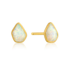 Gold Plated Earrings with Lab Grown Opals