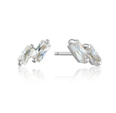 Sterling Silver Stud Earrings with Cubic Zirconias